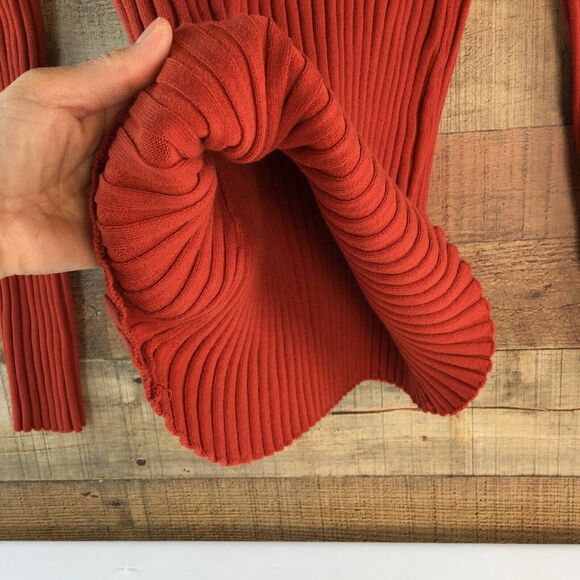 Sundance Sweater Red Orange V Neck Ribbed Knit Organic Cotton Blend Women’s XXL - Picture 8 of 16